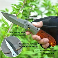 Multifunctional Outdoor DA51 Folding Knife 5Cr13Mov Blade Wood+stainless Steel Handle Hunting Tactical Knife Camping Edc Tool