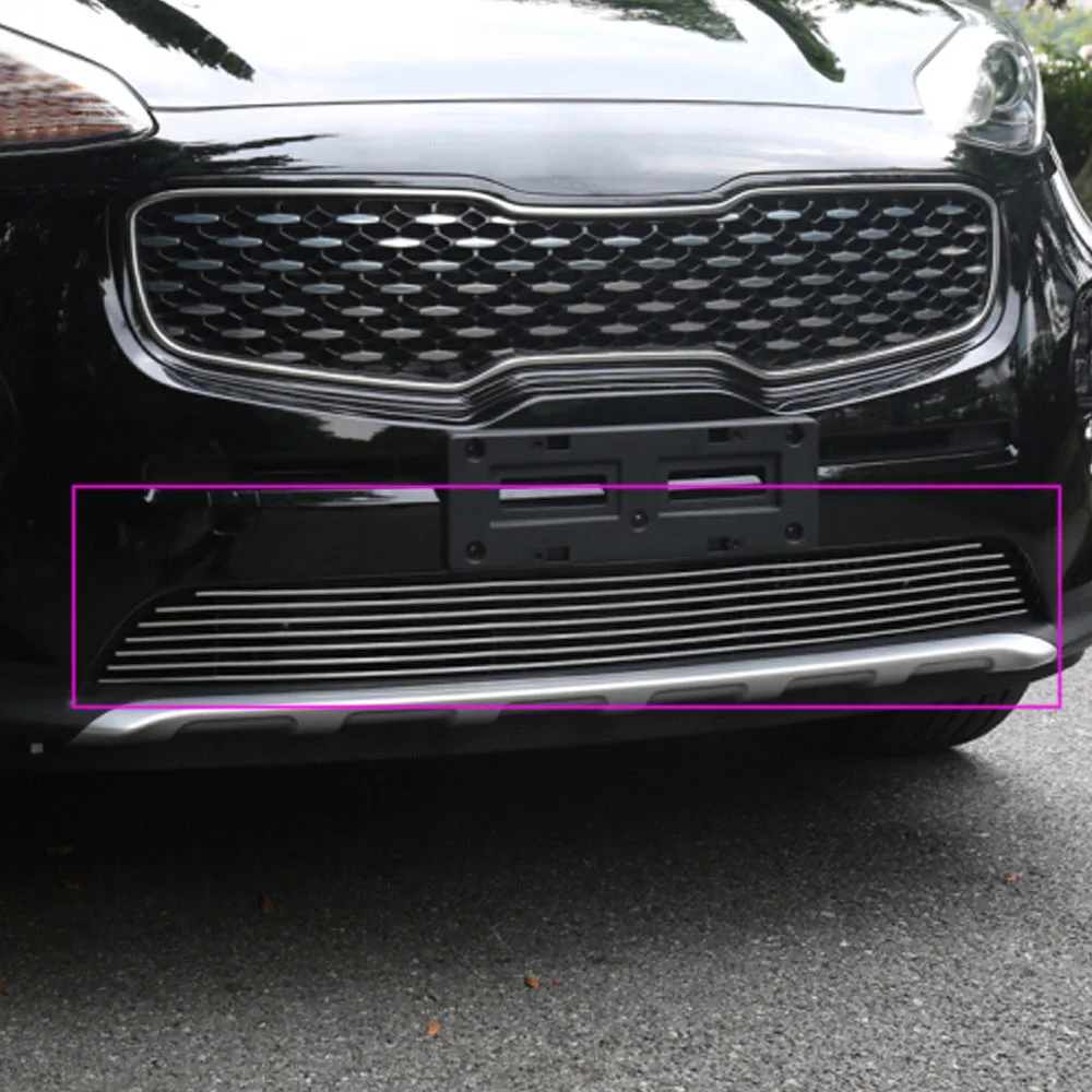 Car Body Protect Detector Stainless Steel Trim Front Up Grid Grill Grille Hoods 1pcs For Kia Sportage KX5 2016 2017 2018