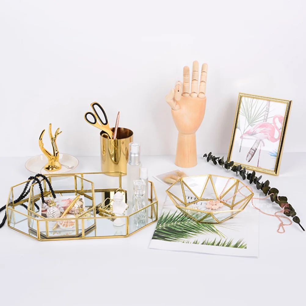 

Alipis Decorative Glass Tray Snack Candy Dish Vanity Organizer Metal Food Holder Perfume Container Bathroom Storage Decor