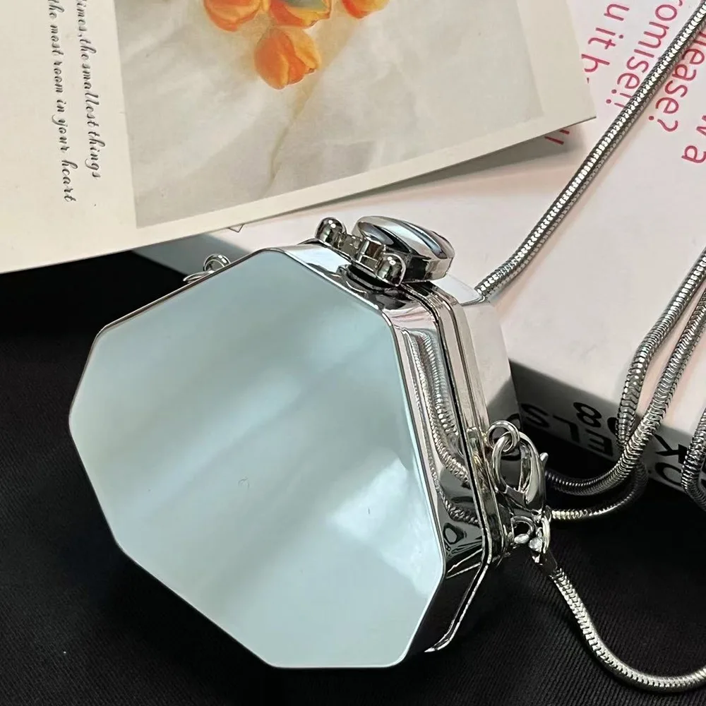 Creative Gold Silver Evening Bag Metal Chain Mirror Surface Mini Bag Multi-shape Photo Props Mini Crossbody Bag Fashion Occasion