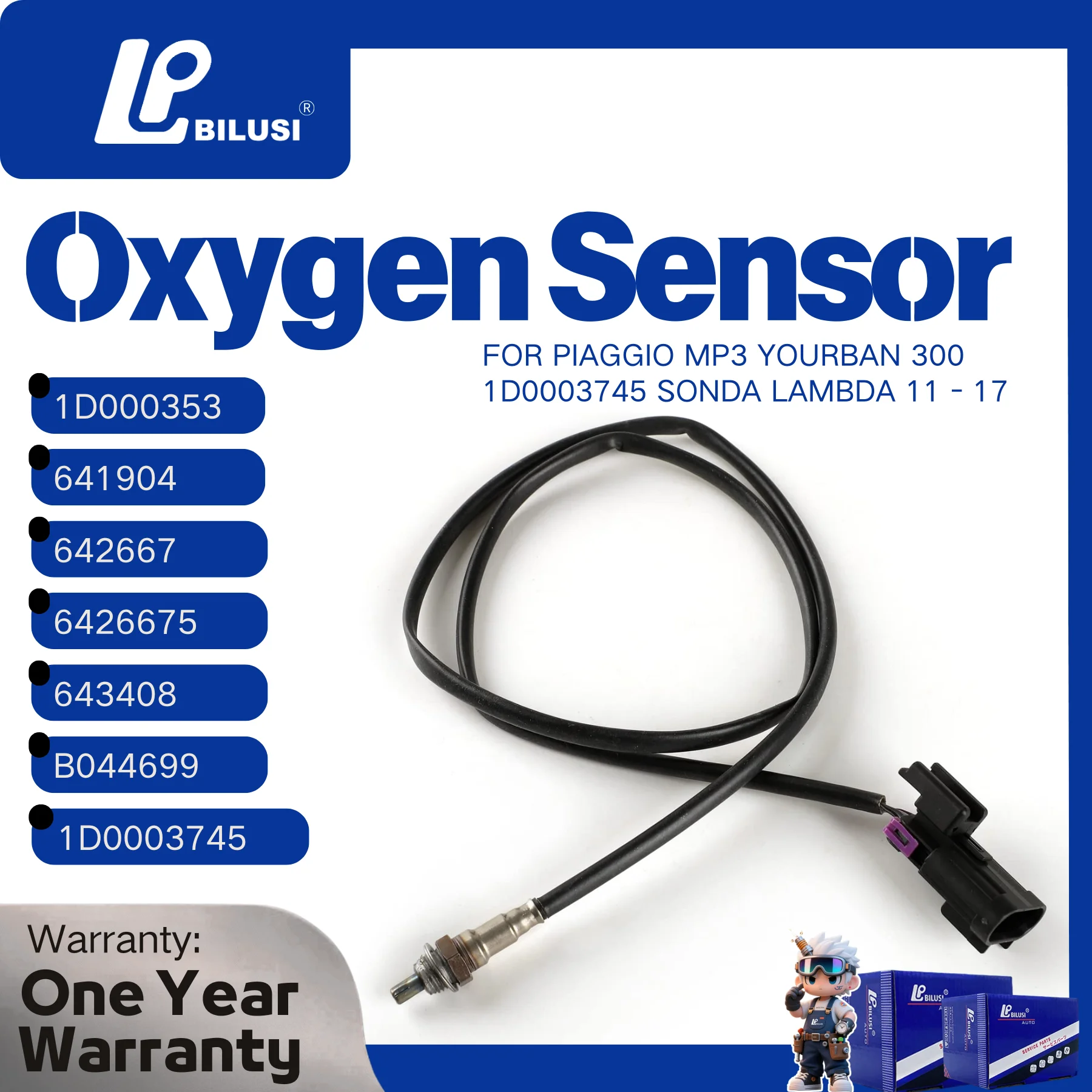 

FOR PIAGGIO MP3 YOURBAN 300 1D0003745 SONDA LAMBDA 11 - 17 OXYGEN SENSOR 1D000353, 641904, 642667, 6426675, 643408, B044699
