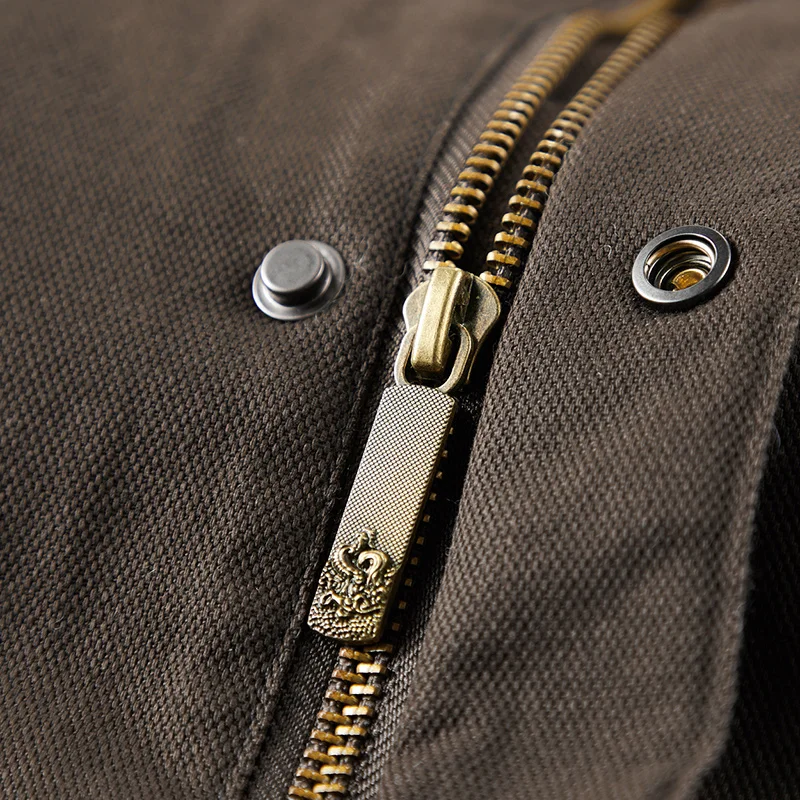 Men's Washed Cotton Hooded Jacket Zip Up Pockets Warm Lined Casual Outdoor Parka For Autumn Winter