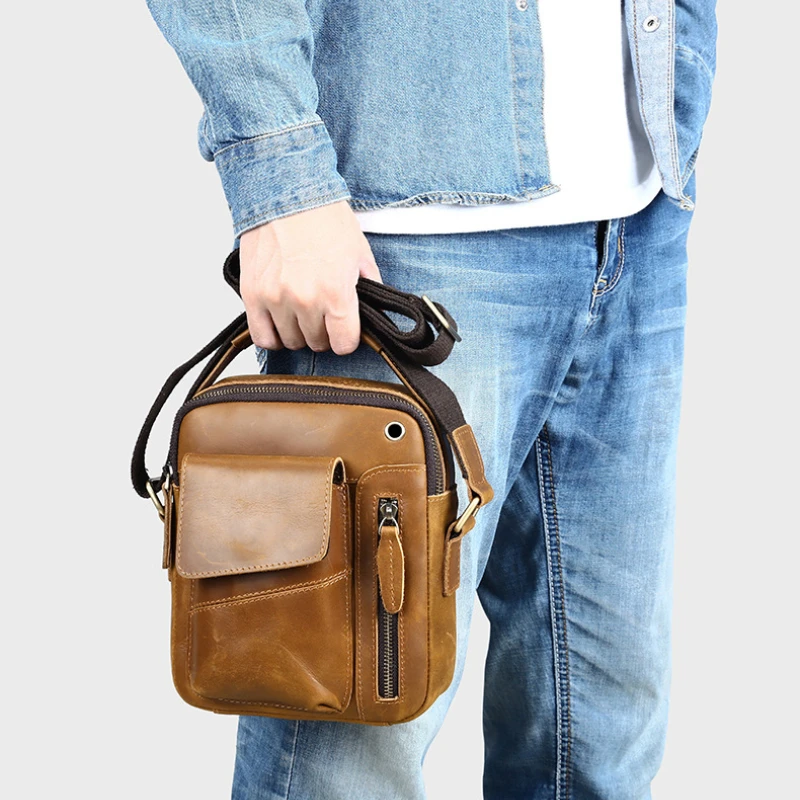 

New luxury Casual Men's Cow Leather Shoulder Bag shoulder bags for men Large Capacity Male Crossbody Bag For Men