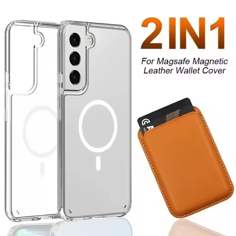 2 In 1 Magsafe Case Macsafe Magnetic Leather Card Wallet For Samsung Galaxy S25 S24 S23 S22 S21 FE Note20 Ultra Plus Clear Cover