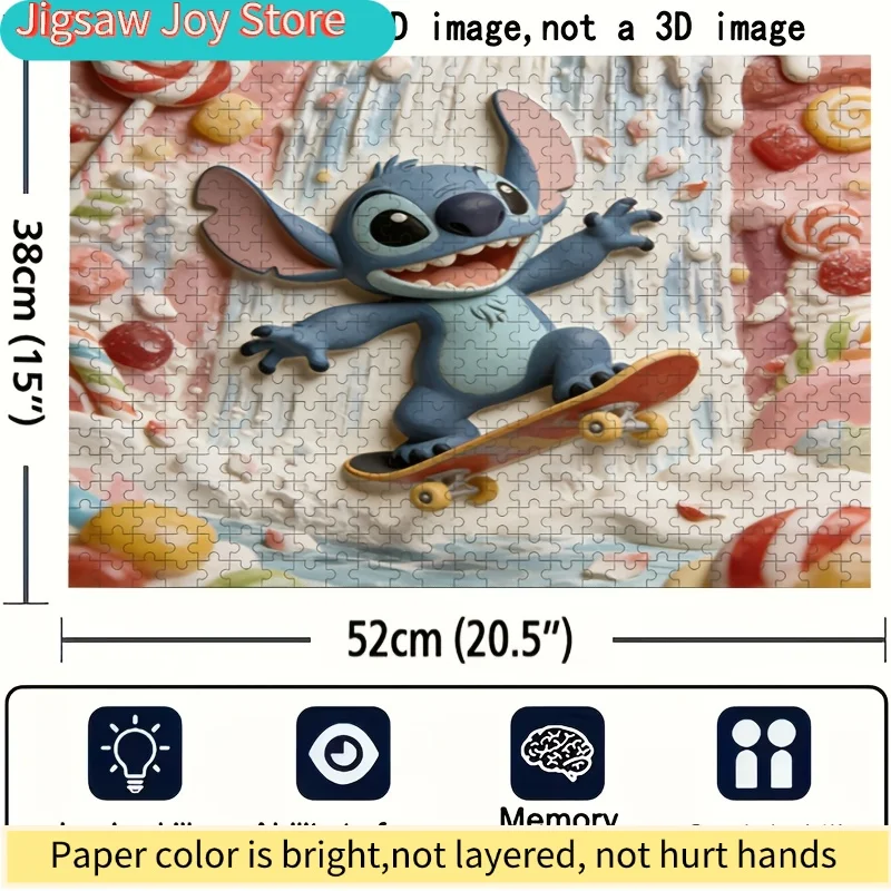 ภาพพิมพ์ตกแต่งบ้าน 2D ลายดิสนีย์ สติทช์ และมิกกี้เมาส์, ปริศนา 2D แบบแบน, ดิสนีย์, ปริศนาฝึกสมองสำหรับผู้ใหญ่, เหมาะสำหรับครอบครัว