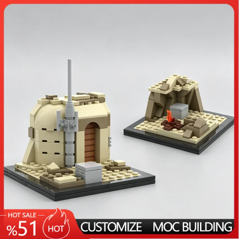 

170PCS Desert Planet Dual Diorama MOC Model Custom Building Blocks Assembly Toy Birthday Collection Display Gift For Teen Boys