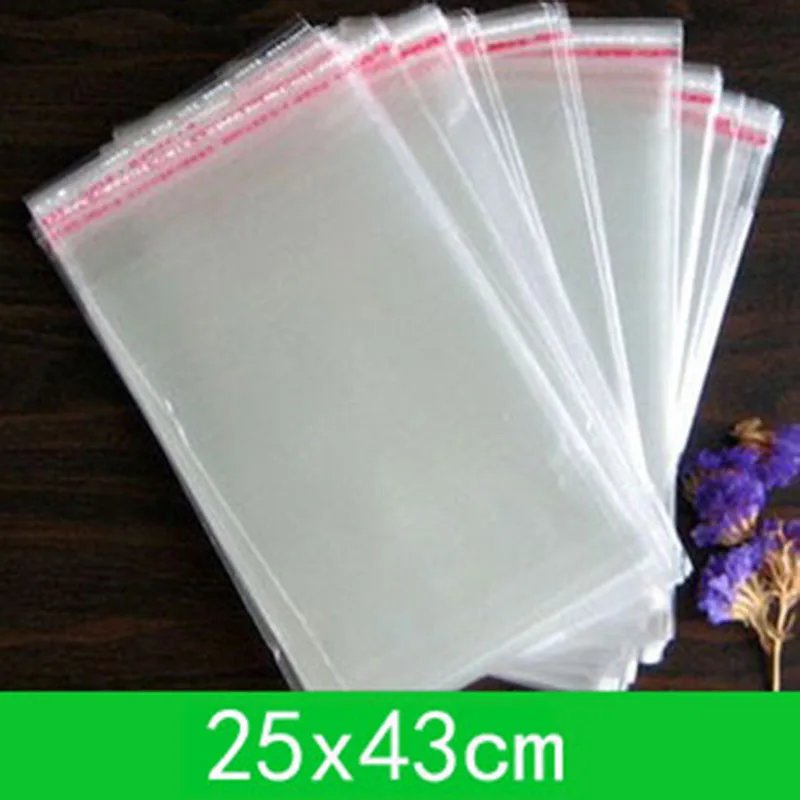 

200pcs 25x43cm Clear Apparel Bags Self Seal Plastic Bag Wedding Party Opp Gift Adhesive Pouch for T-Shirt and Clothes