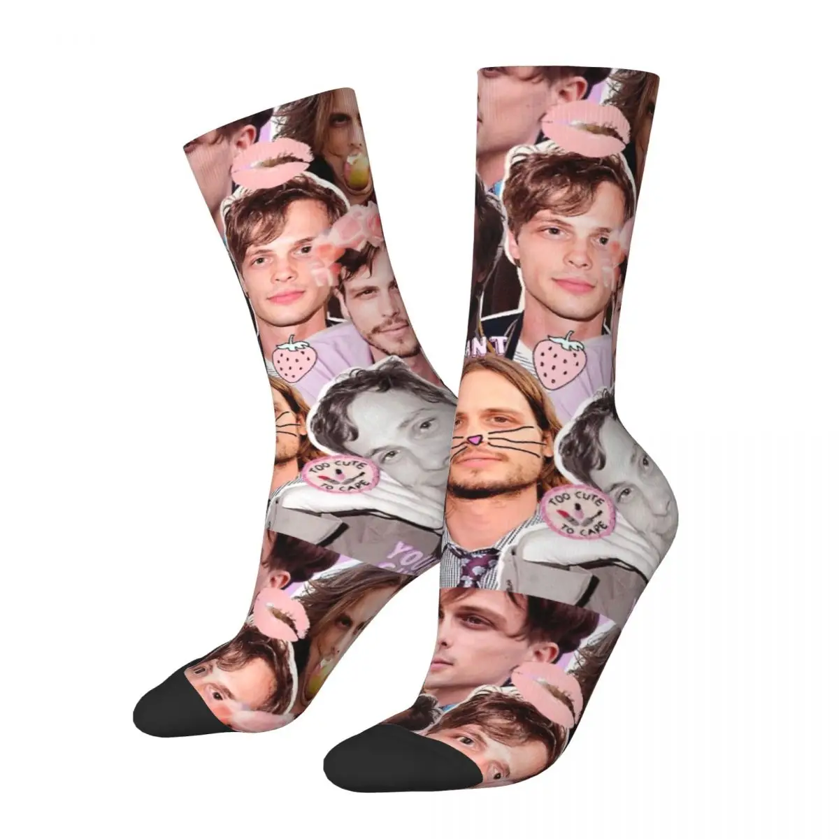 Matthew Grijs Gubler Kawaii Collage Volwassen Sokken Unisex Sokken, Mannen Sokken Vrouwen Sokken