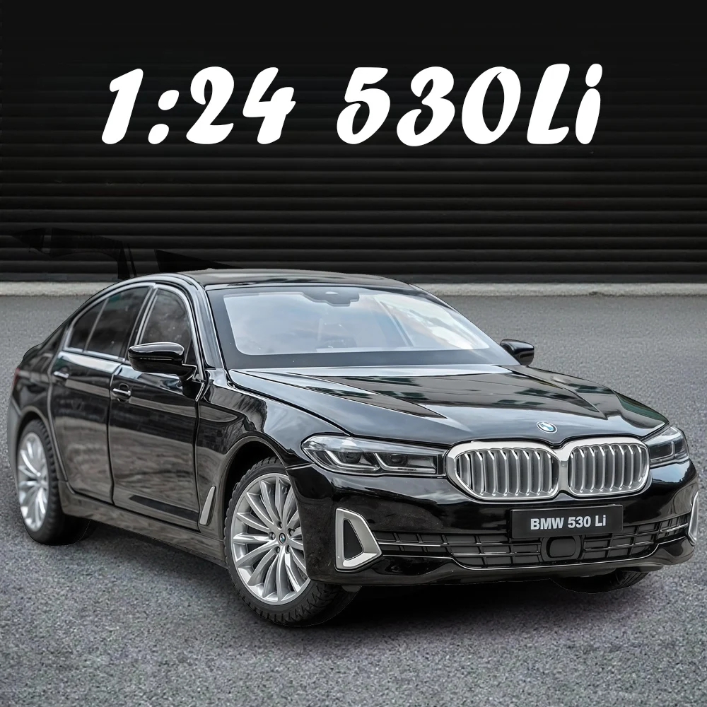 

1:24 530Li XDrive 760Li Alloy Model Toys Diecast Car 6 Doors Opened Sound Light Pull Back Miniature Models Popular Gifts for Boy