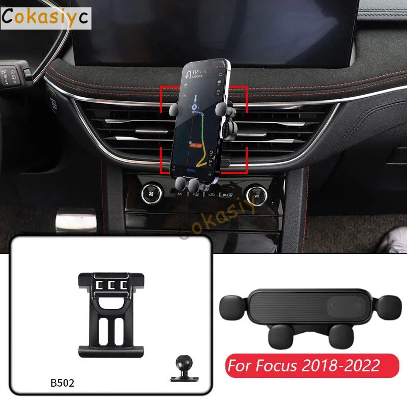 Für Ford Focus 4 MK4 2018-2022 Auto-Handyhalterung Verstellbare Lüftungsschlitz-Schwerkraft-Navigationshalterung Horizontal Zubehör