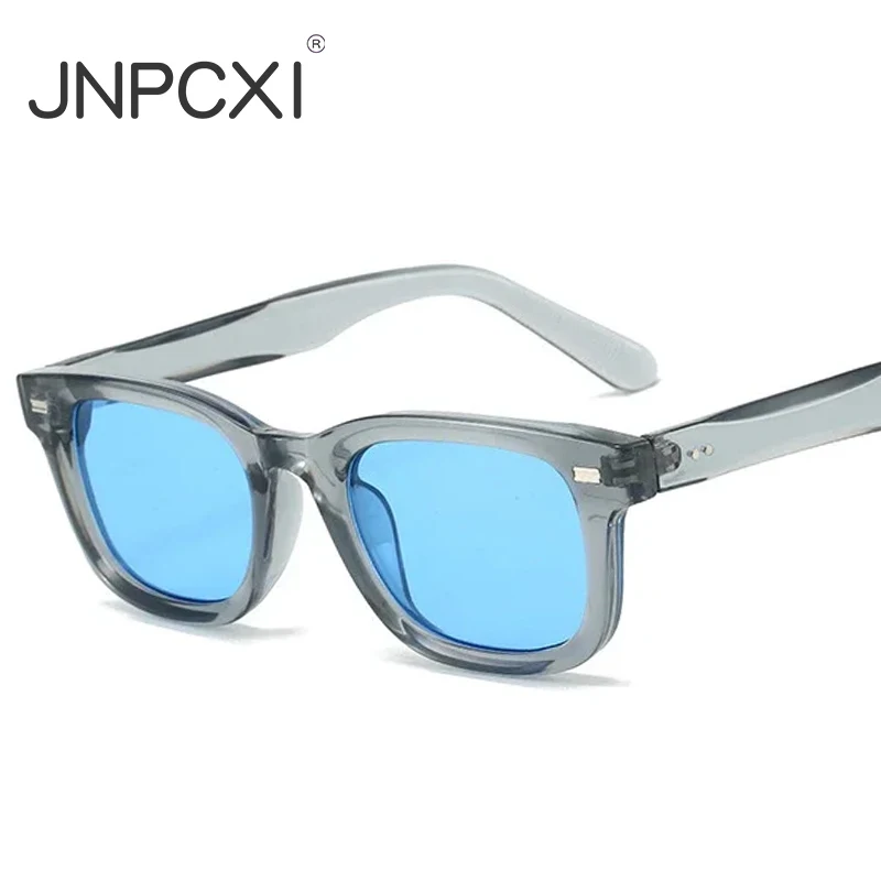 JNPCXI New Retro Square Women Rivets Sunglasses Fashion Blue Shades UV400