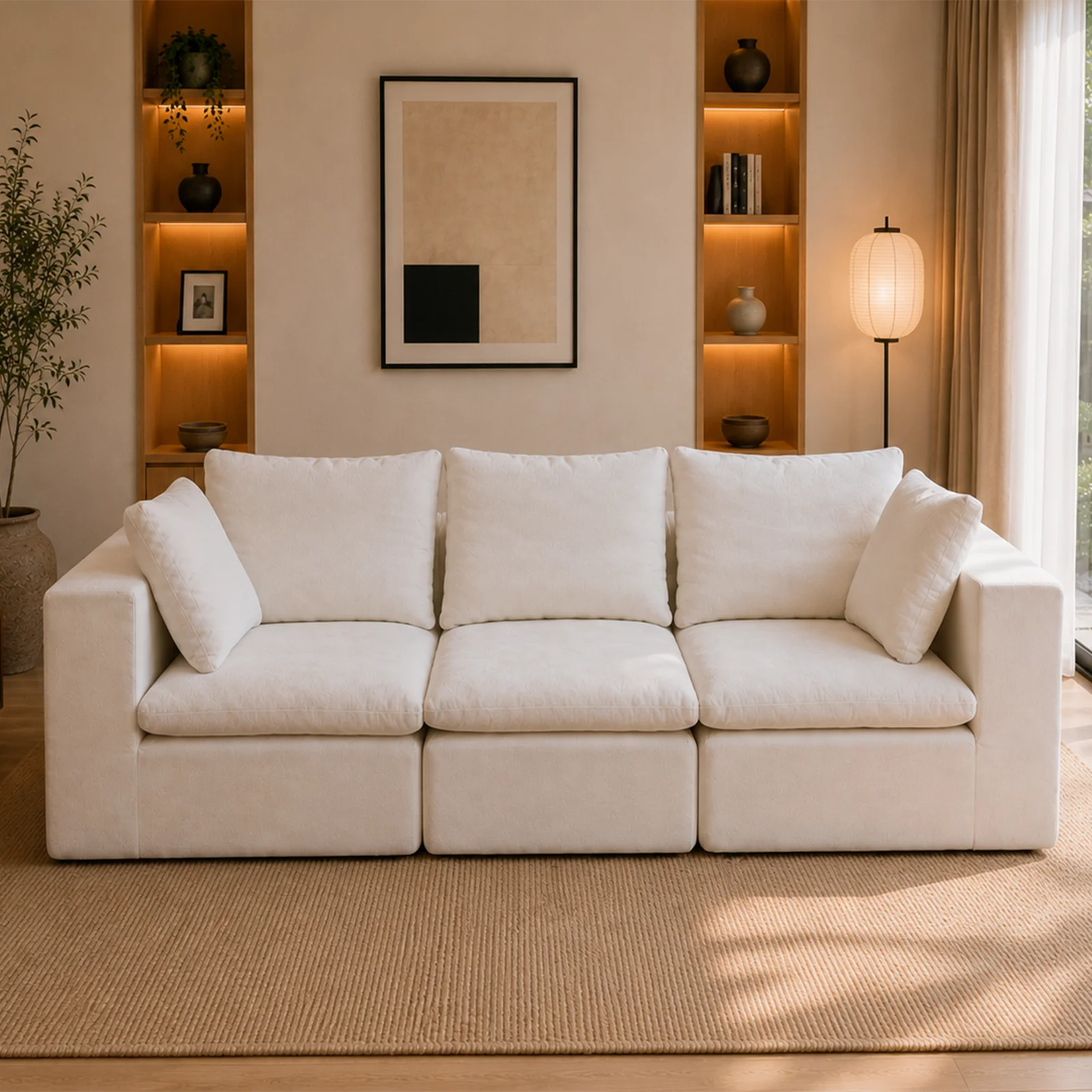 Large Size Vacuum Compressed Sofa 3 Seater Upholstered Sofa For Living Room Wholesale