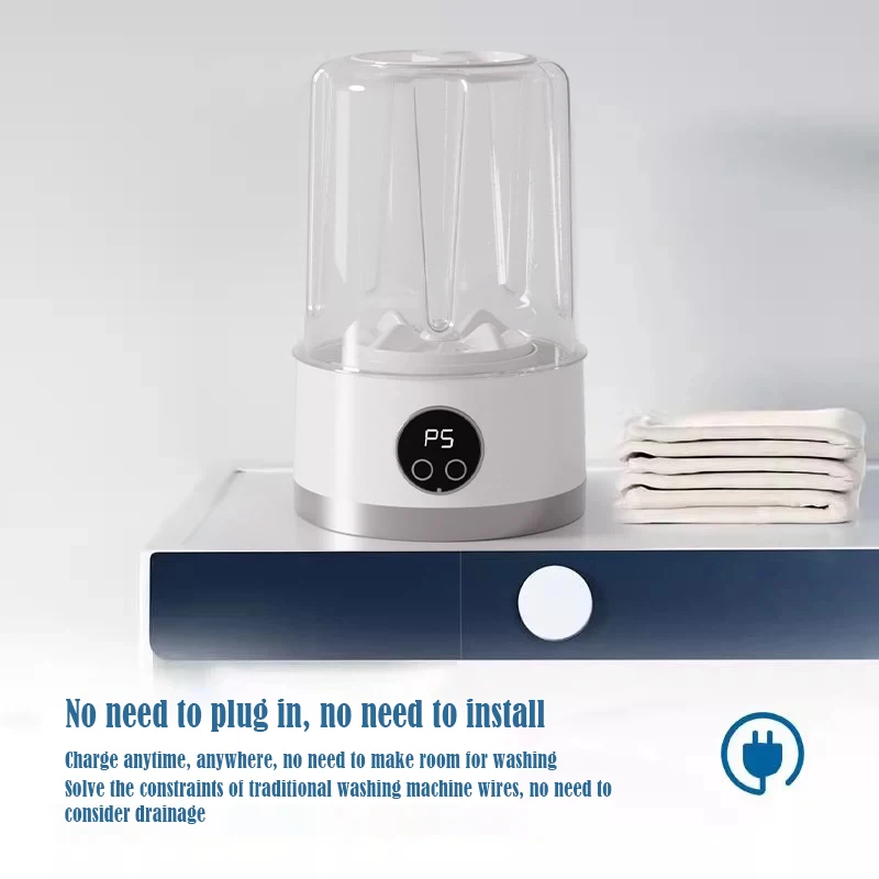 New Wireless Washing Machine Portable Travel Underwear And Socks Laundry Bucket,  Charging Mini Clothes Washing Cup 2-speed Time