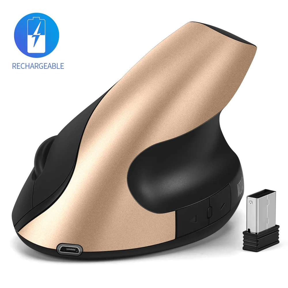 Rechargeable Wireless Vertical Mouse Wireless Mouse 2.4G High Precision Ergonomic Optical Mice with 3 Adjustable DPI 800/ 1200/