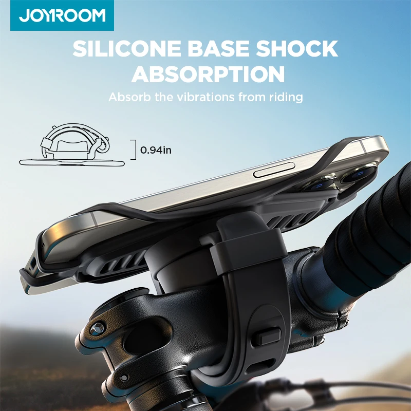 Joyroom Upgrade Bike Phone Holder 7.2'' Big Phone Friendly Cell Phone Mount Handlebar Cell Phone Clamp for Motorcycle Scooter