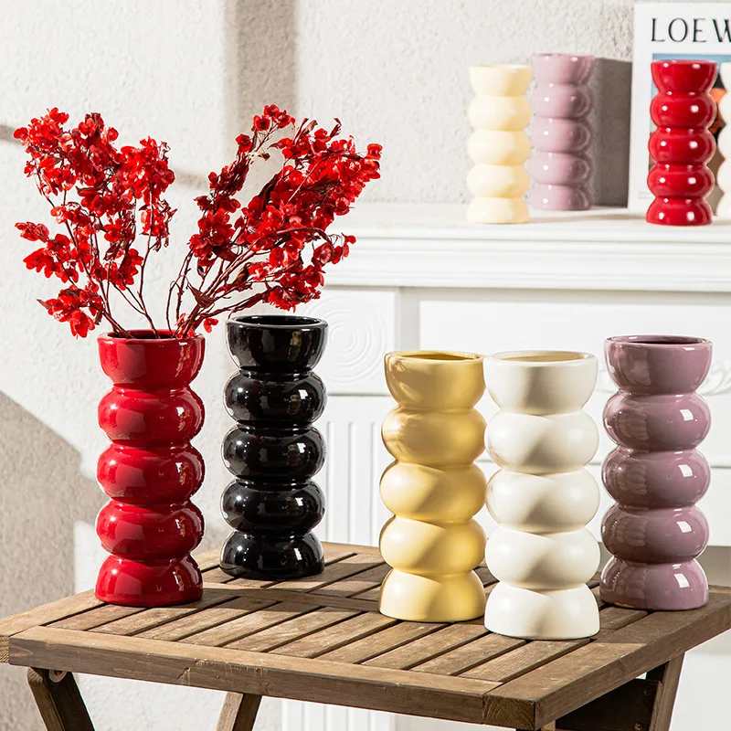 Ins Cream Style Ceramic Vases, Flower Pots, Living Rooms,Flower Arrangements,Bottles,Desktop Decorations,Home Office Decorations