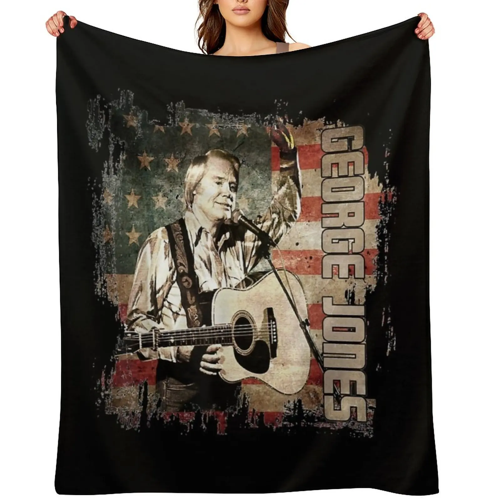 

Vintage George Music Jones Country Flag American Throw Blanket Summer Beddings Moving Decoratives Thermals For Travel Blankets