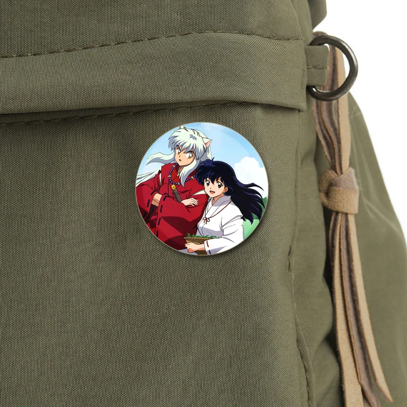 Anime Badge Inuyasha Higurashi Kagome Sesshoumaru Rin Cartoon Character Badge for Clothes Collar Jewelry Accessories Gifts Pins