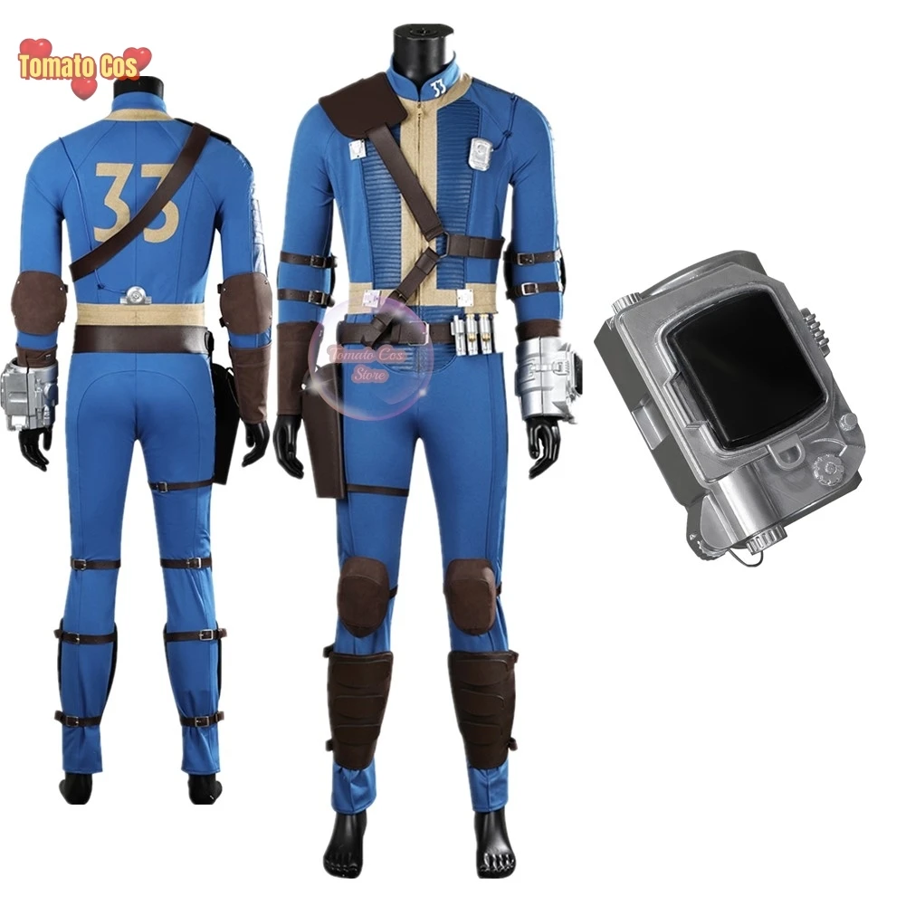 No.33 Fall Cos Out Vault Cosplay Shelter Arm ring props Bodysuit Costume Full Set Outfits Adult Men Halloween Carnival Jumpsuit