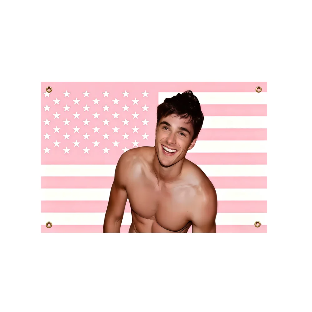 Jacob Elordi Rosa amerikanische Flagge, Banner, 2 x 3 Fuß, 3 x 5 Fuß, lustige Dekoflagge für Schlafzimmer, Wohnzimmer, Studentenwohnheim, Wandbehang