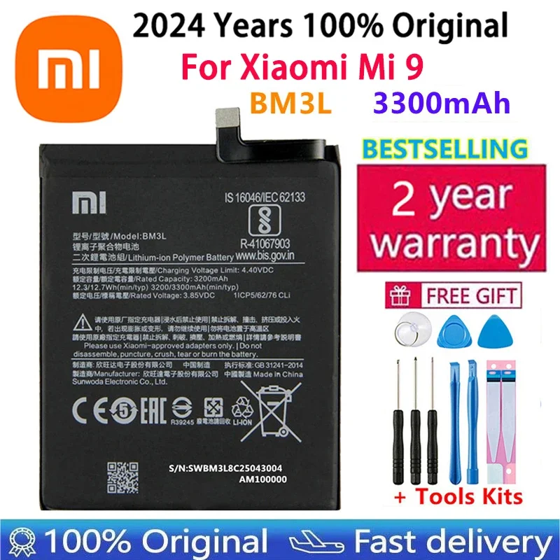 2024 Years 100% Original Battery BM3E BM3L BM3M BM4F For Xiaomi Mi 9 ,Mi 9 Lite A3 CC9 CC9e , Mi 9 SE , Mi 8 , Phone Batteries