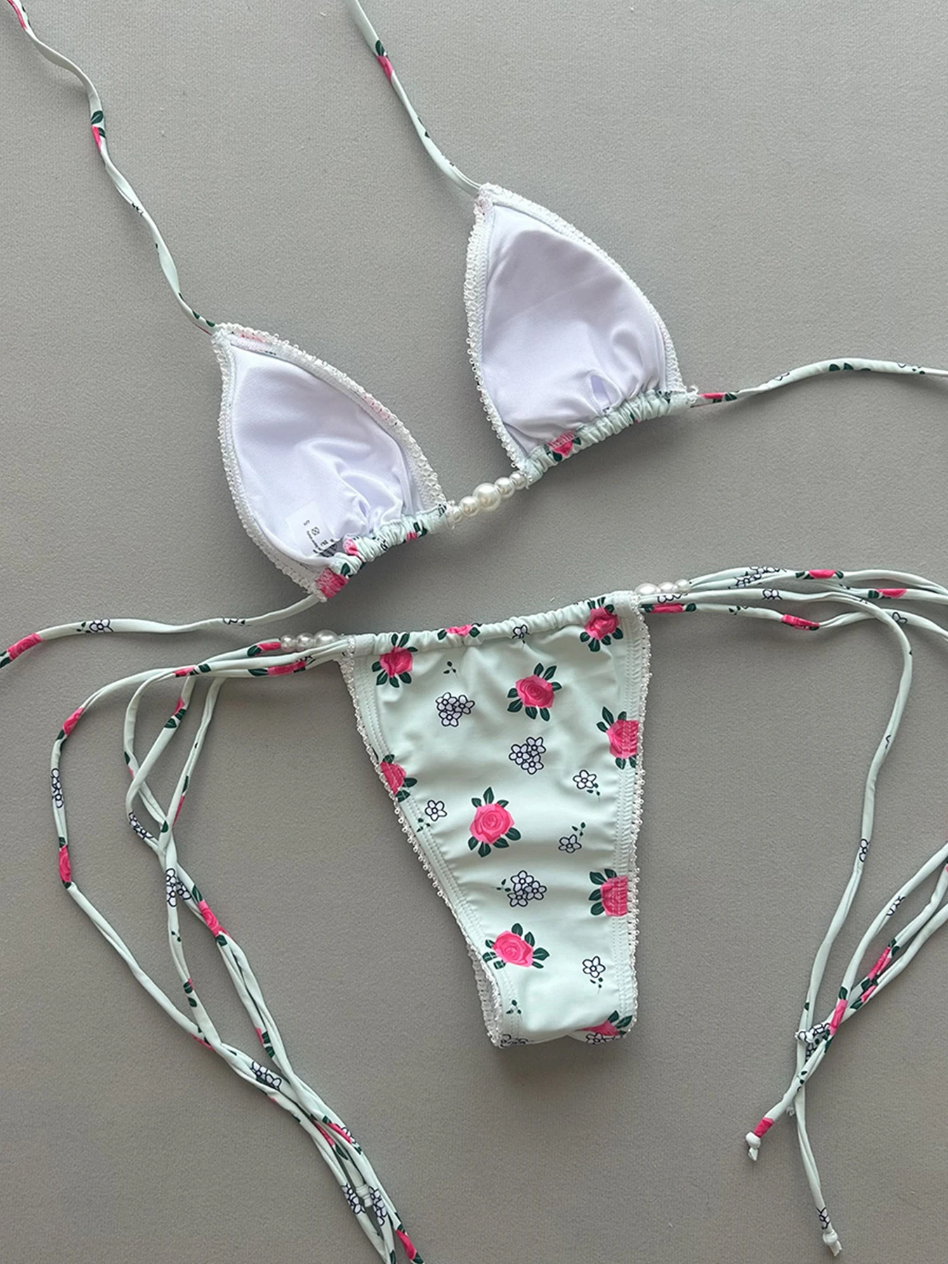 2025年新作セクシーレースフラワー柄ビキニセット水着 レディース ホルターネックストラップ水着 女性用ブラジリアン水着 ビーチウェア