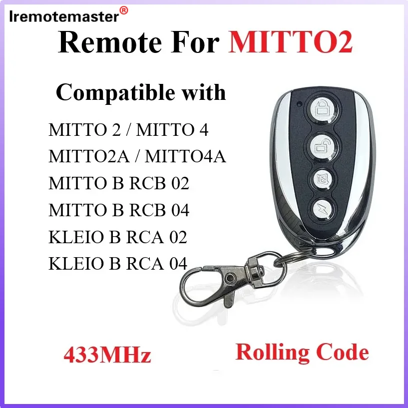 

For MITTO Garage Door Remote Control MITTO B RCB 02 04 MITTO2M MITTO4M TRC1 TRC2 TRC3 Garage Door Opener 433MHz Replacement