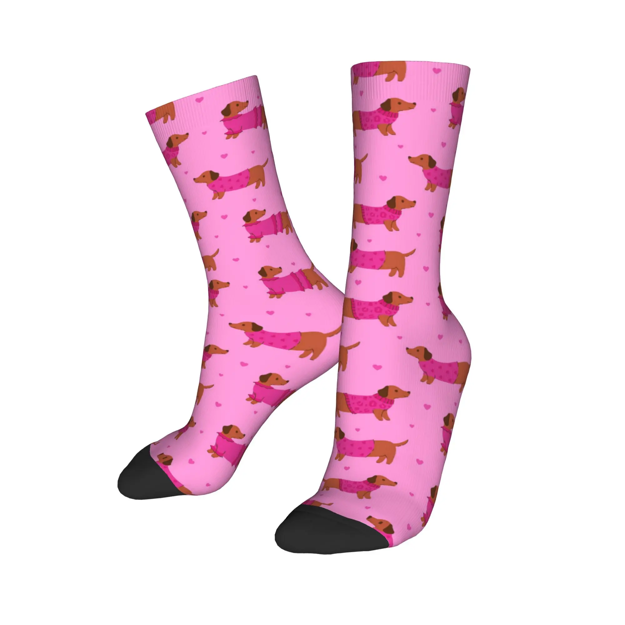 cute dachshunds in pink suits Stockings Couple Socks High Quality Modern Socks Winter Outdoor Sports Anti Sweat Socks Gift