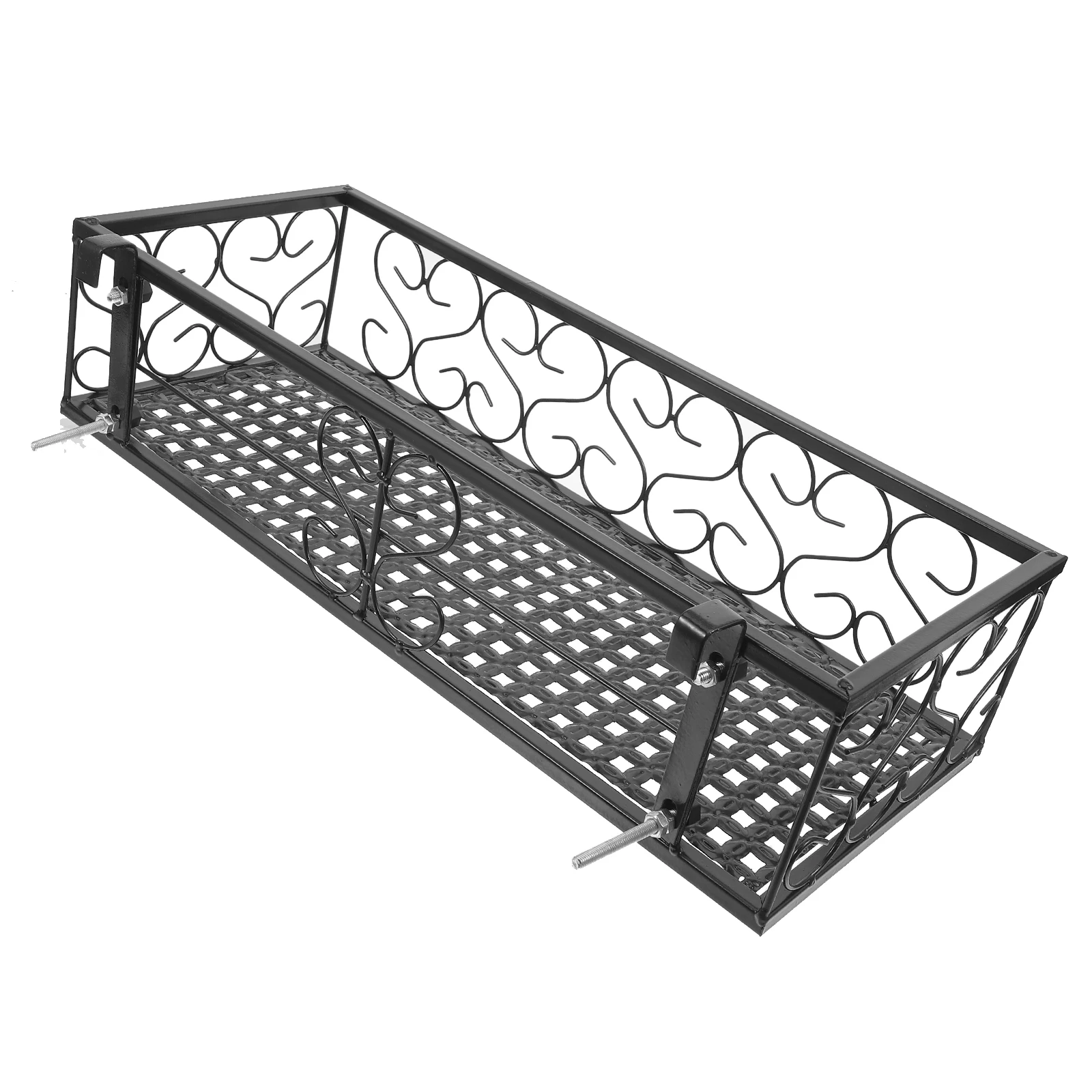 

Hanging Flower Stand Balcony Planters Iron Basket Fence Holder Premium Durable Rectangular Easy Install Space Saving Garden