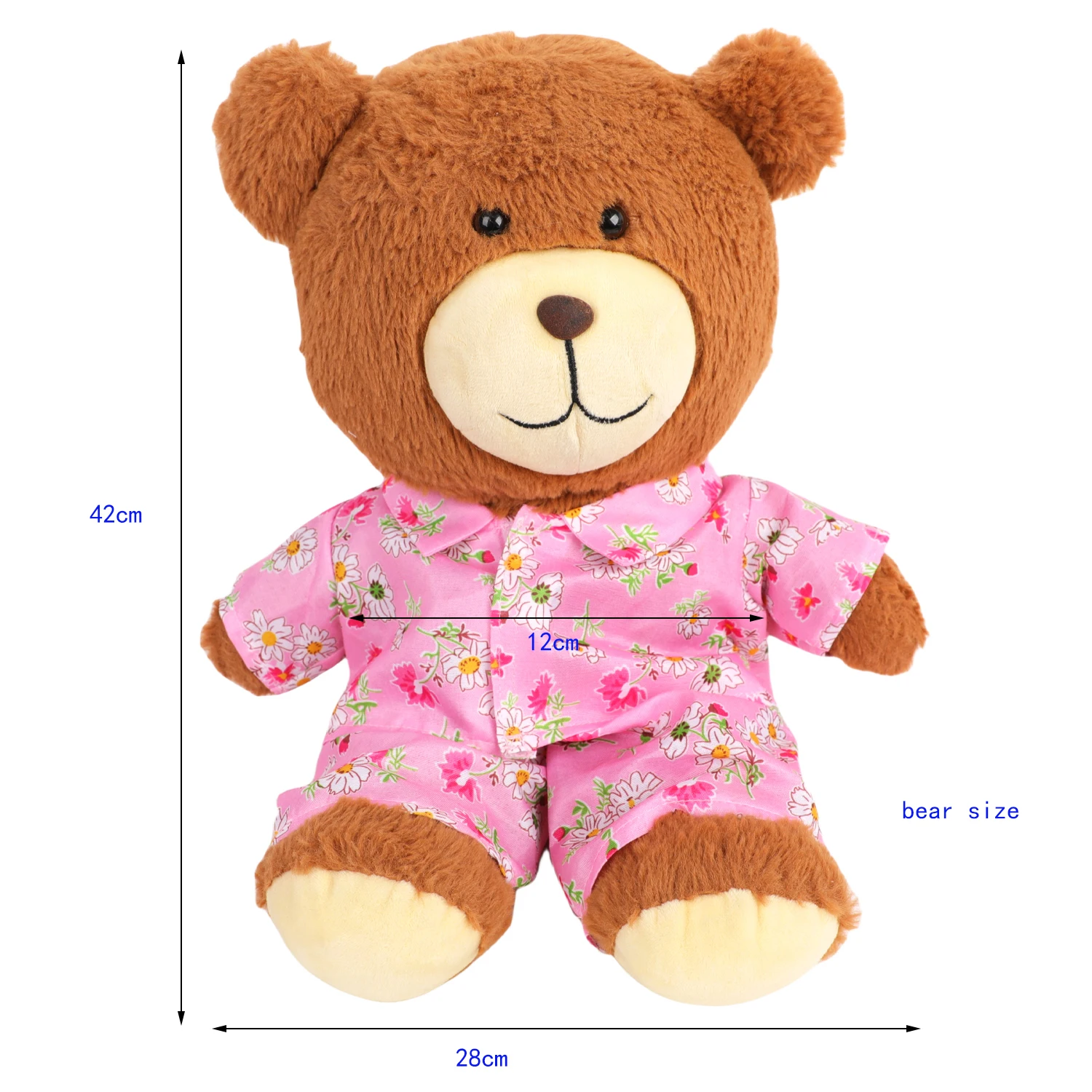 42cm Plush Bear Clothes Cartoon Print Shirt & Shorts Set, Casual Summer Outfit for 16-18 Inch Teddy Bear & Plush Dolls Toy Gift