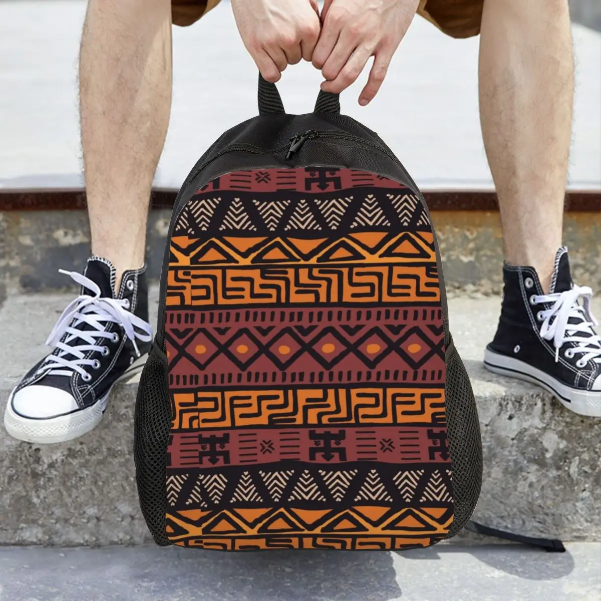 

African Tribal Pattern Backpack Daypack Large Capacity Kids BookBag School Bag Shoulder Bags for Men Women
