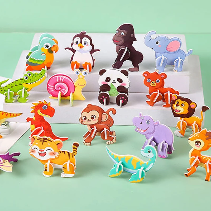 30pcs 3D Cartoon Puzzle Animal Airplane Educational Puzzle Toys for Kids Birthday Party Favors Classroom Rewards Gift Bag Filler