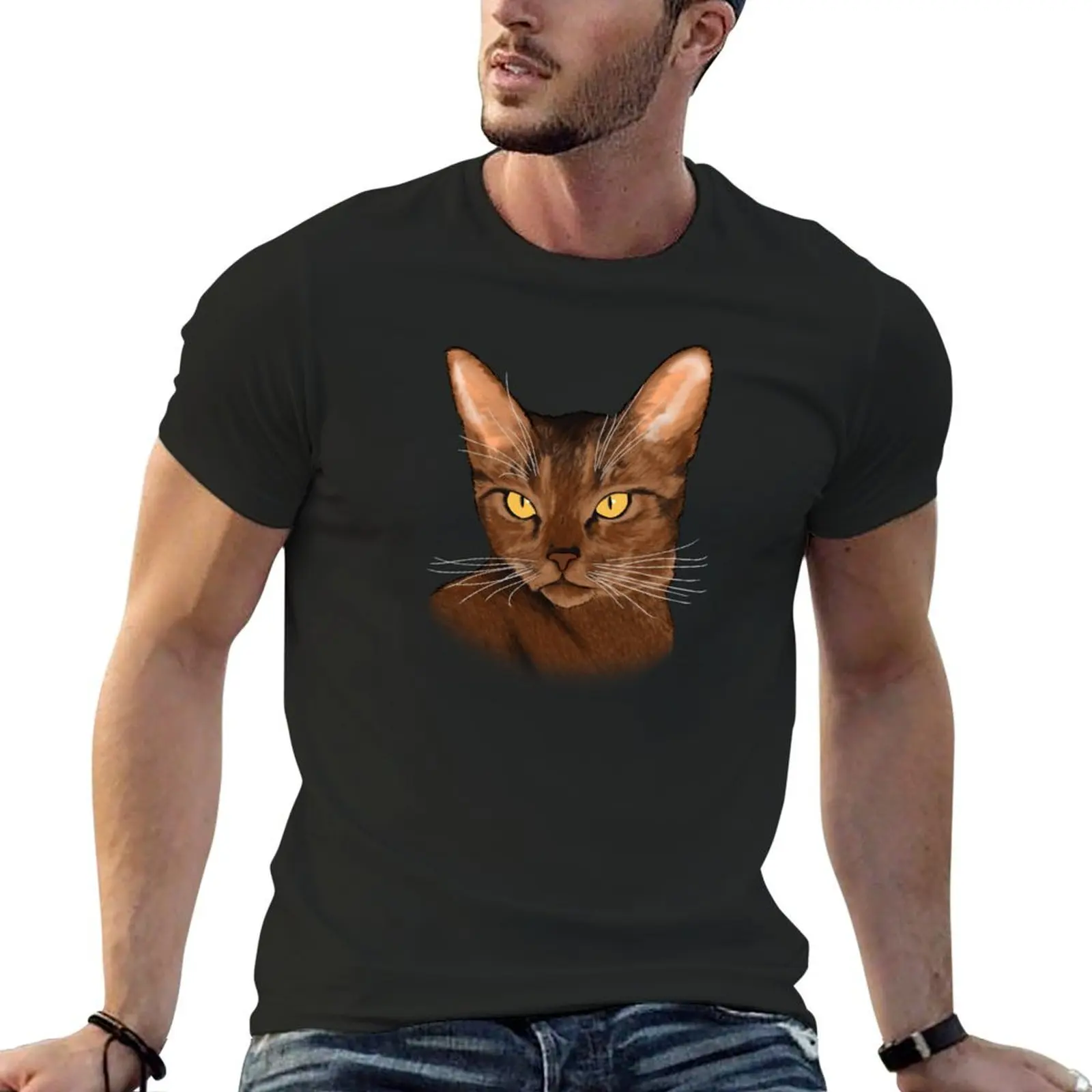 Abyssinian cat portrait T-Shirt Funny t-shirt plain rapper graphic tees mens designer clothes