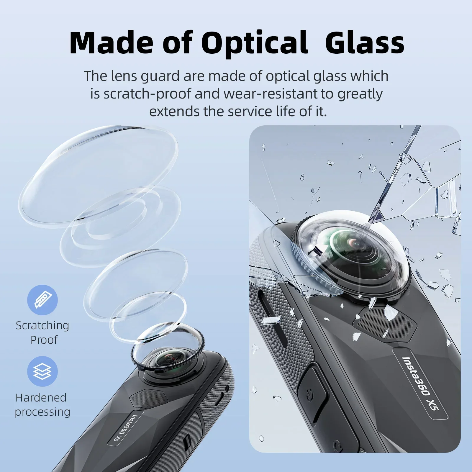 

For Insta360 X5 Glass Lens Guards Highly Transparent Scratch and Wear Resistant X5 Removable Glass Protector Accessory