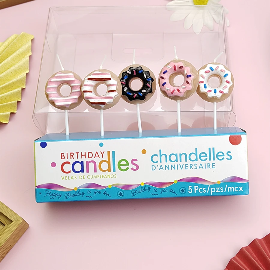 5PCS Cartoon Kuchen Kerzen heißer Verkauf Donuts alles Gute zum Geburtstag Kinder Party Dekorationen romantische Valentinstag Geschenke – Detail 6