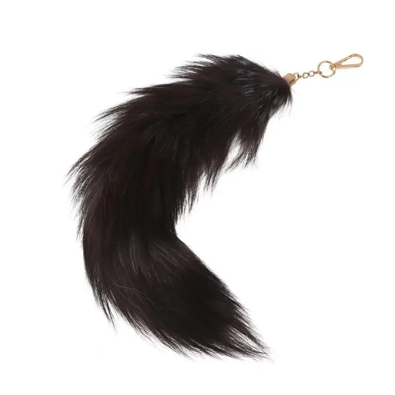 38cm großer, flauschiger Kunstfell-Fuchsschwanz-Schlüsselanhänger, Therian-Schwanz, Fuchsschwanz-Schlüsselanhänger, Pelzanhänger, Schlüsselanhänger, Geschenk für Frauen und Mädchen – Detail 3