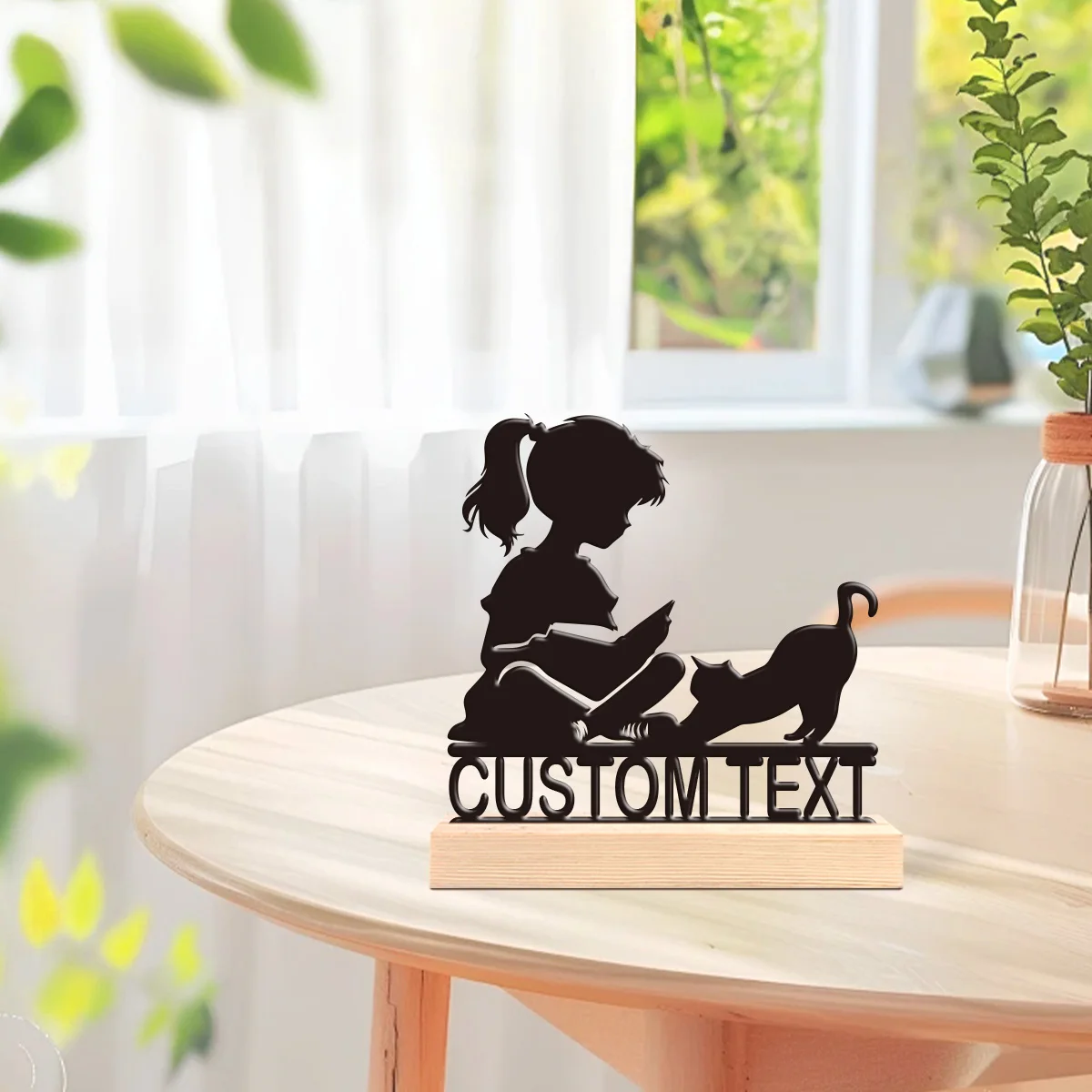 1pc Interesting Desktop Metal Statues Custom Name Equipped with Wooden Base Home and Office Decorations,Christmas Gifts