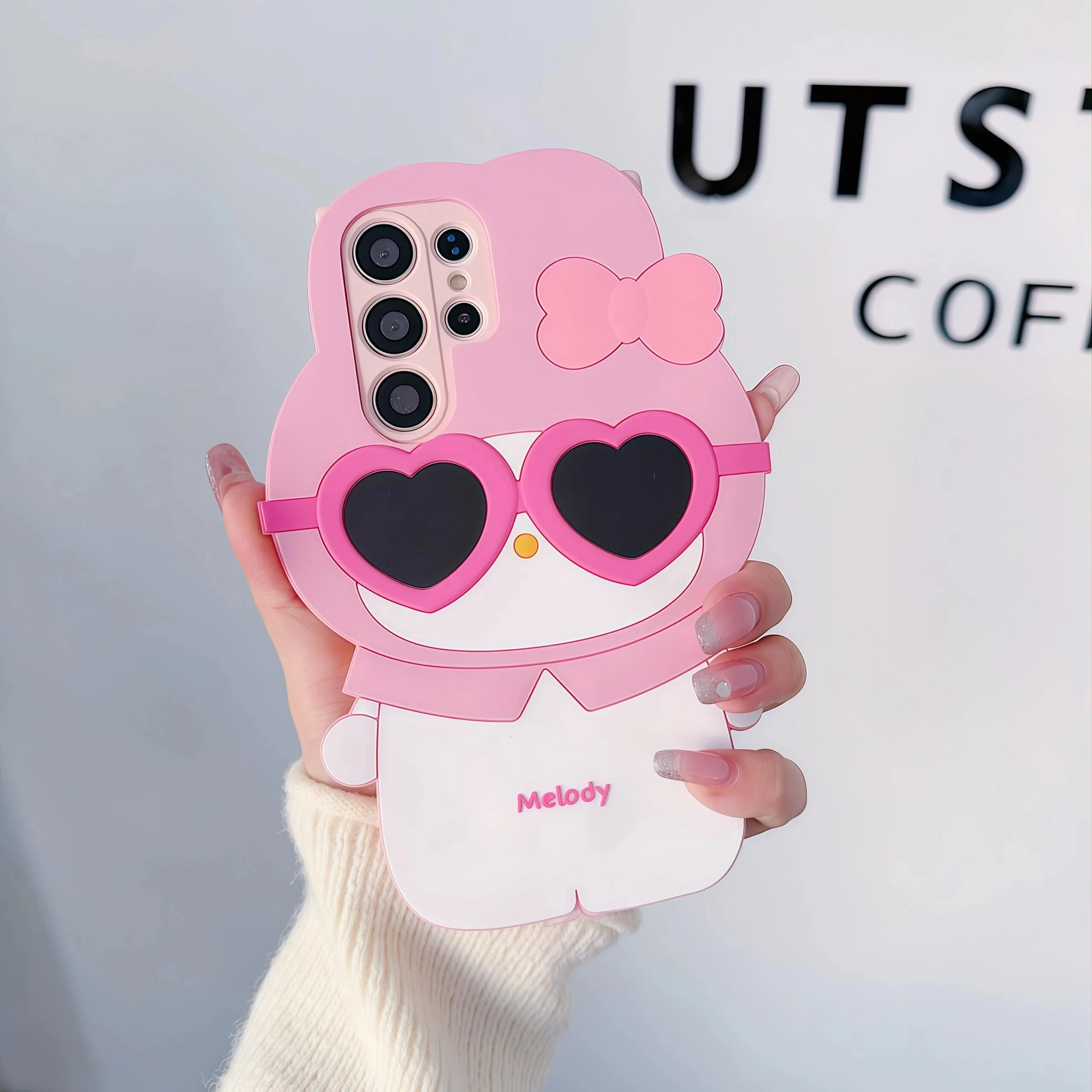 Lovely 3D Cartoon Sunglasses Melody Phone Case For Samsung Galaxy S20 S21 S22 S23 S24 S25 S26 Plus Ultra FE A15 A16 A33 A53 A57