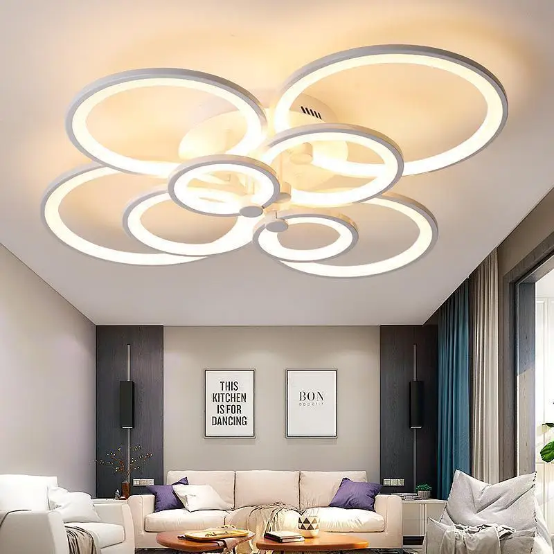 

White&Black Finished Chandeliers LED Circle Modern Ceiling Chandelier Lighting Lustres For Living Room Acrylic Lampara de techo