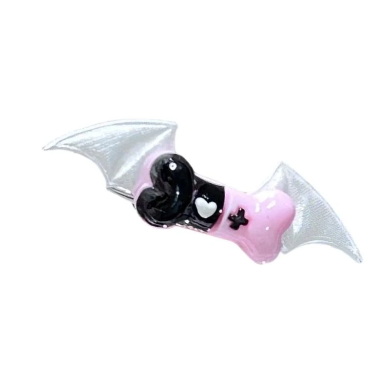 N5KE Kidcore Bone Bot Bat Wing Hair Clip Excorate Clip Halloween Accessory