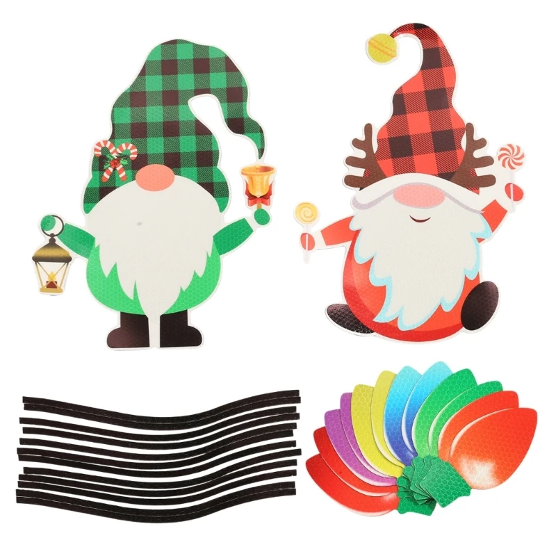 26pcs Reflective Christmas Car Magnets Set Holiday Gnomes Lights Bulb Sticker Reflective Magnet Wire Garage Refrigerator