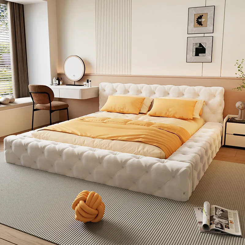 

Роскошная двуспальная кровать в европейском стиле, современная кровать размера King Size, деревянная кровать-замок, татами, мебель для спальни/гостиной