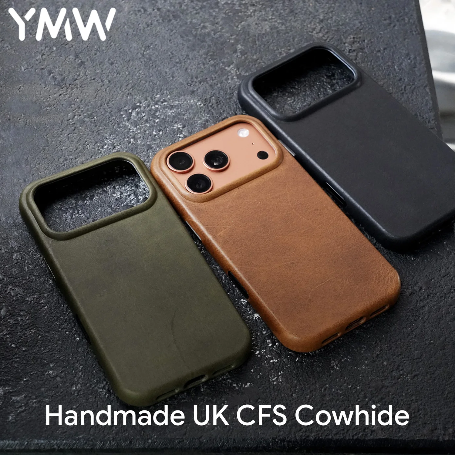 Ymw charles f stead capa de couro genuíno encerado para iphone 17 16 pro max 15 luxo couro genuíno capa de telefone artesanal