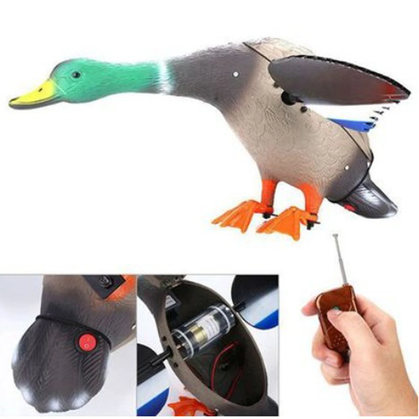 

Electric Mallard Drake Decoy Hunting Duck Decoy w/ Support Foot Garden Pond Decor Lawn Ornaments