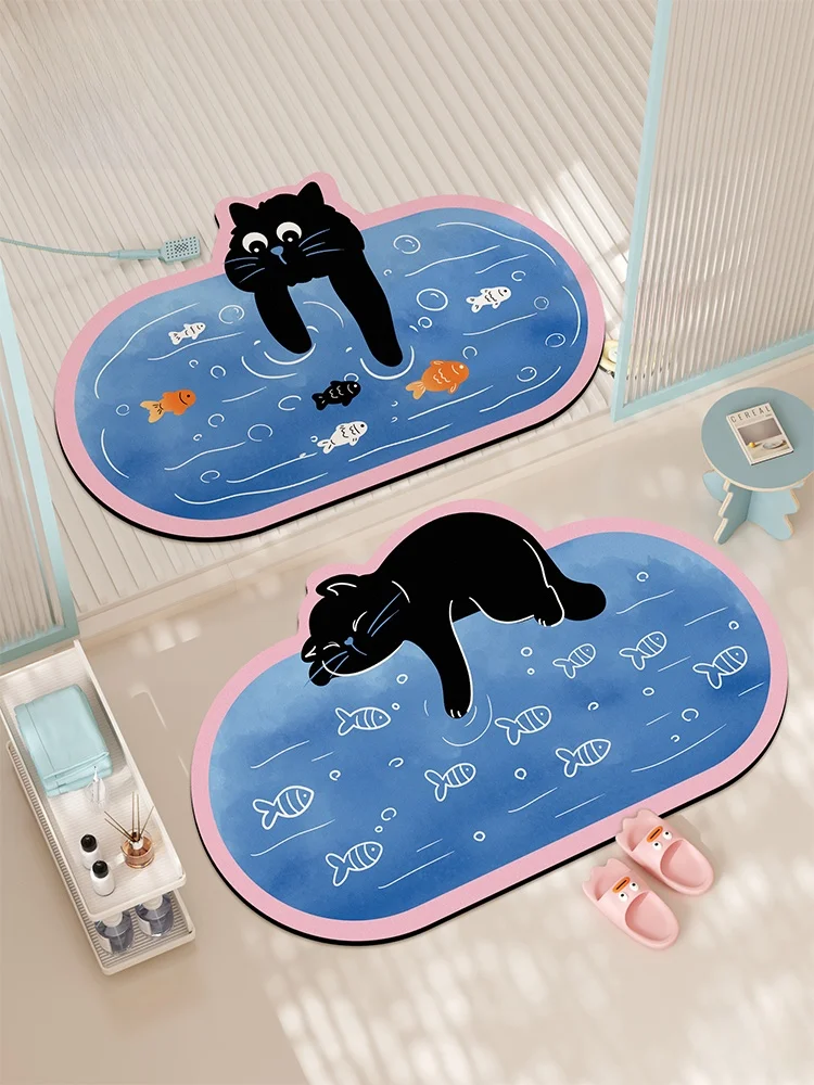 

Adorable Batoom Absorbent Floor Mat Dia Mud Toilet Entrance Anti-slip Foot Pad Qui Dry Carpet New Model Home Decor