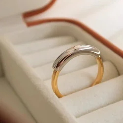 New Vintage Two-color Irregular Stainless Steel Minimalist Rings Tarnish Free Lady Waterproof Jewelry Party Gifts