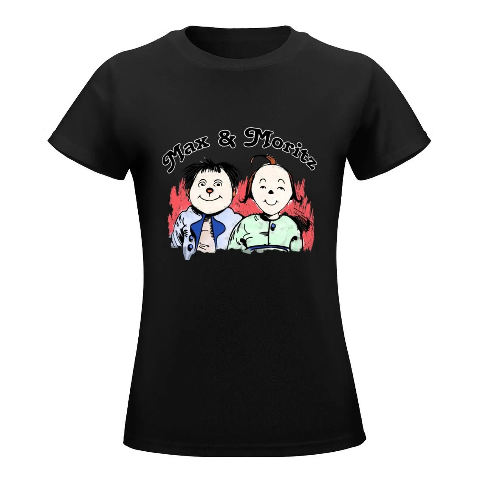 delight children and adults.The design by Mallybeau Mauswohn shows the well-known portrait of Max and Moritz. Colorfully T-Shirt