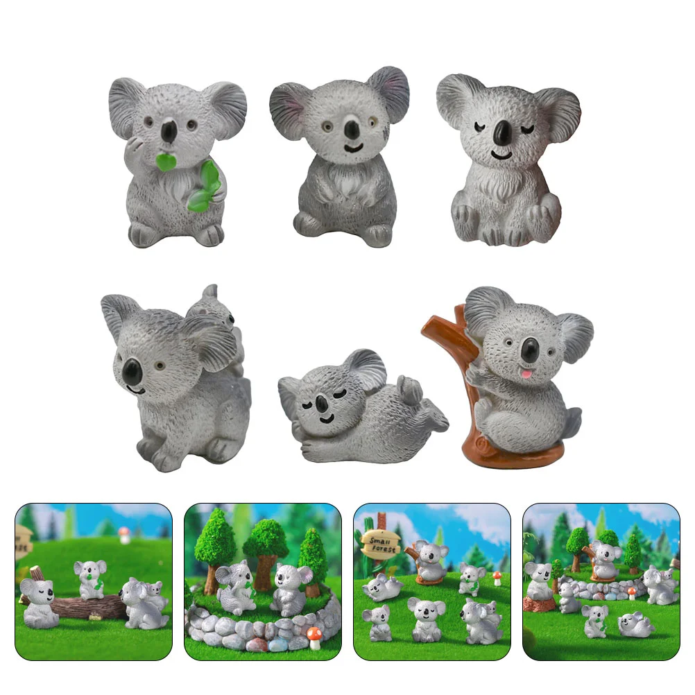 

6pcs Resin Miniature Cartoon Koala Figurines Resin DIY Koala Decoration for Desktop Flowerpot