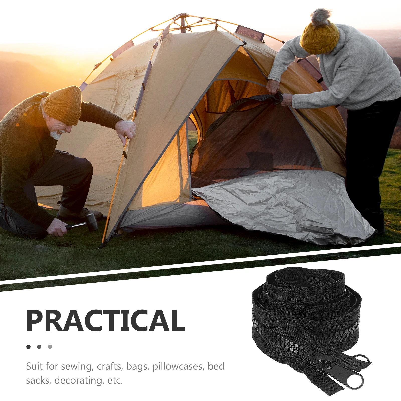 

2pcs Resin Zipper Black Double-Side Design Durable Tent Bag Clothes Sewing Accessory Replacement For Down Suitcase Boots