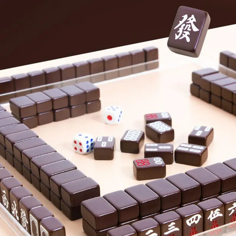 

Portable Chinese Traditional Mahjong Board Game Mini Mahjong Set Multiplayer Play Game For household indoor Holiday Party